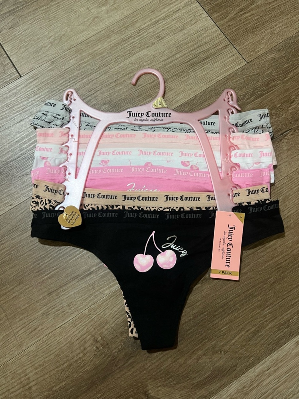 Juicy Couture Women's Bikini Panty 7-Pack - Black, Pink, Cream & Tan